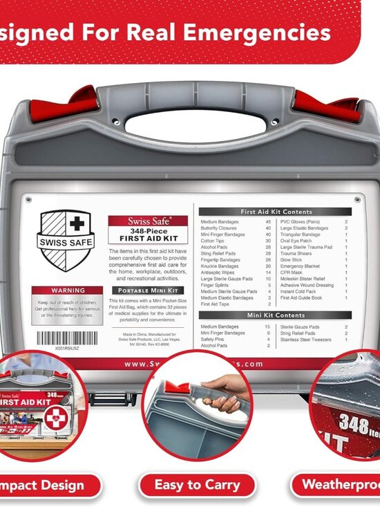 2-in-1 First Aid Kit for Car, Travel & Home, Businesses - Bonus Mini Kit for Med - Picture 8 of 9